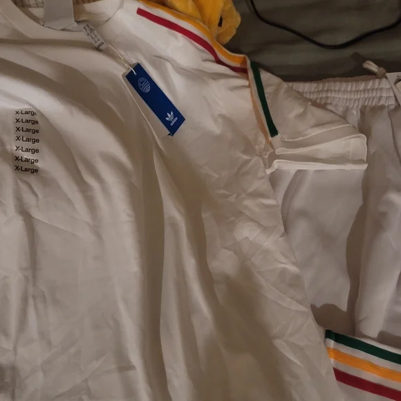 Adidas Originals Adicolor Classics 2pc Tracksuit Jacket + Pants White/Rasta Sz M - Picture 4 of 4
